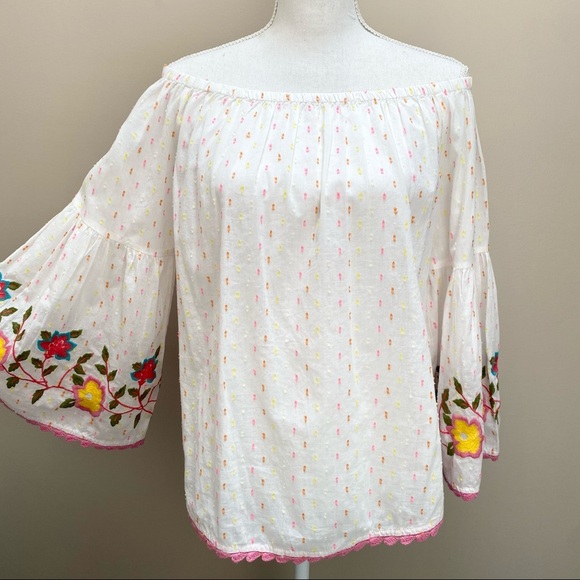 Ivy Jane Swiss dot embroidered off shoulder top - Picture 1 of 11